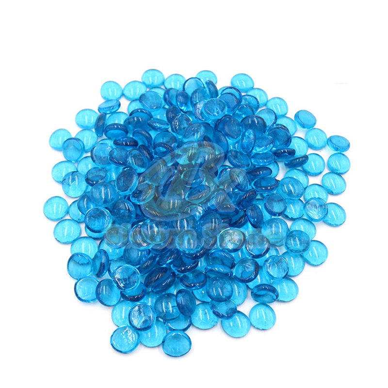 Light Blue Glass Round Marbles Beads Gemstone Vase Filler for Aquarium