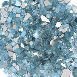 12 Inch Aqua Blue Reflective Tempered Glass Rocks for Fire Pit and Fireplace