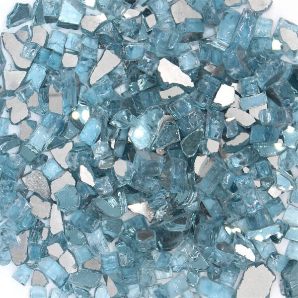 12 Inch Aqua Blue Reflective Tempered Glass Rocks for Fire Pit and Fireplace