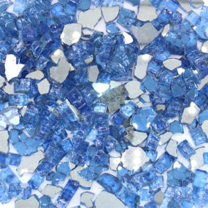 12 Inch Light Blue Reflective Tempered Glass Rocks for Fire Pit and Fireplace