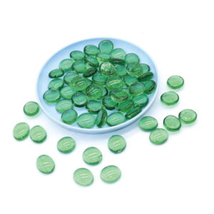 Green Flat Glass Marbles – Decorative Beads for Home and Garden Use