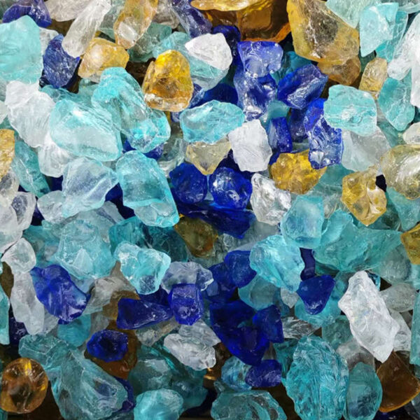 Mixed Color Crushed Glass Rock for Fire Pits and Decoration
