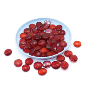Transparent Red Flat Glass Beads for Home and Garden Decor