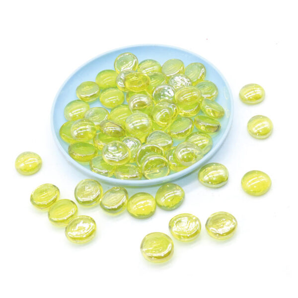 Transparent Yellow Flat Glass Beads for Home and Garden Decoration