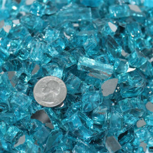 Ocean Blue Reflective Tempered Glass Rocks – 1/2 Inch for Fire Pits and Fireplaces