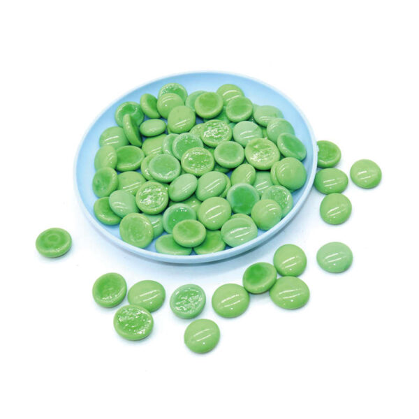 Green Glass Gems – 17–19mm Flat Glass Beads