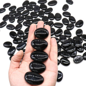 Large Black Flat Glass Gems for Decoration