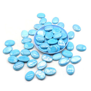 Large Flat Glass Beads – Ocean Blue (35–45mm)