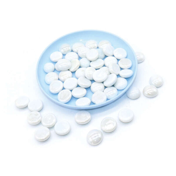 White Glass Gems – Ceramic-Style Flat Marbles for Décor & Craft