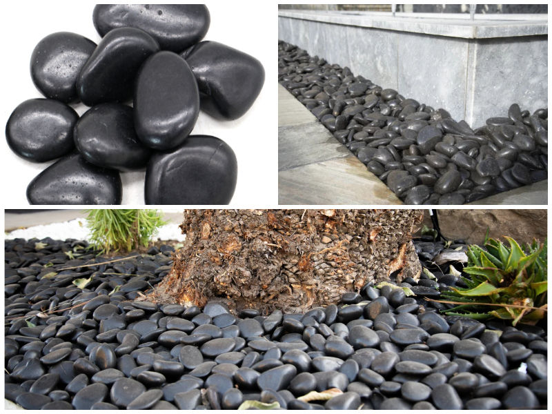 Premium Water Wax Polished Black Pebbles – High-Quality Decorative Stones