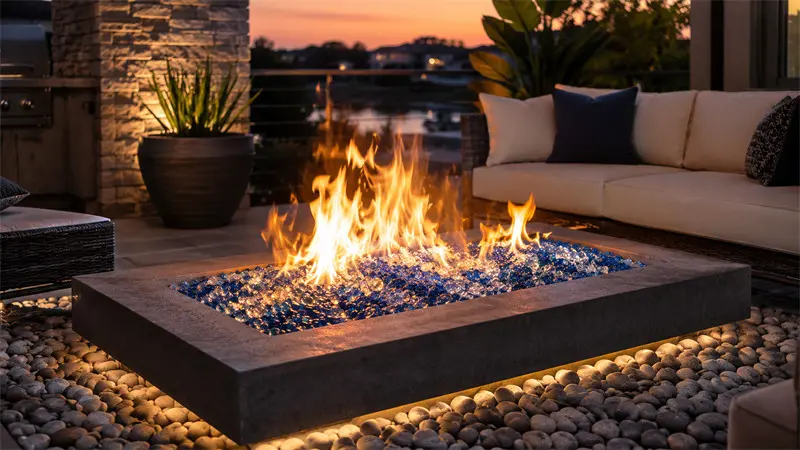 Decorative Fire Glass and Pebbles for Outdoor Spaces