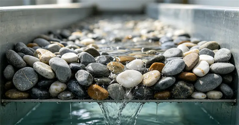 Natural pebble filter media for ponds, aquariums, and water features