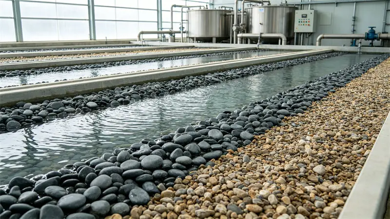 Washed filter gravel used as support media in sand filtration systems