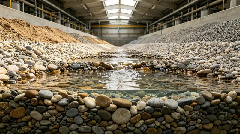 Water filter pebbles and gravel for industrial water treatment systems