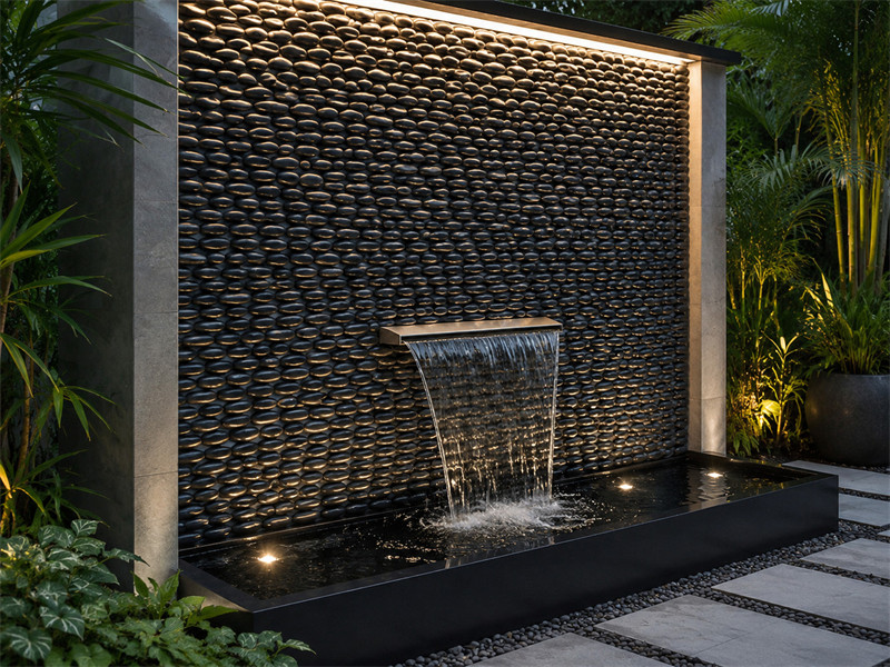 Black standing pebble mosaic tile for wall and floor decoration