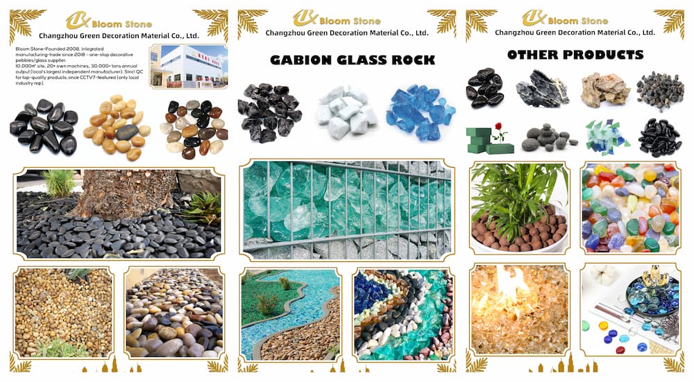 Mixed container loading strategy combining heavy natural pebble stones with lightweight decorative glass to optimize the 20ft container freight cost.