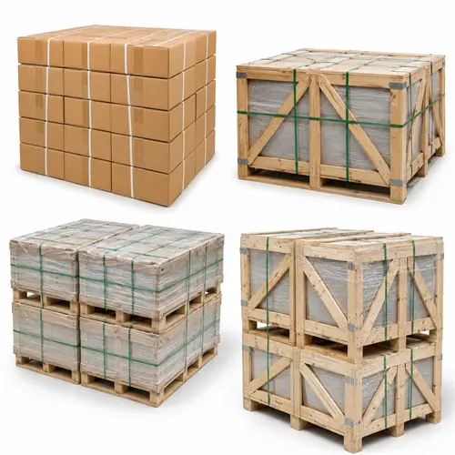 Carton and Wooden Crate Packaging for Pebble Tiles and Stone Products
