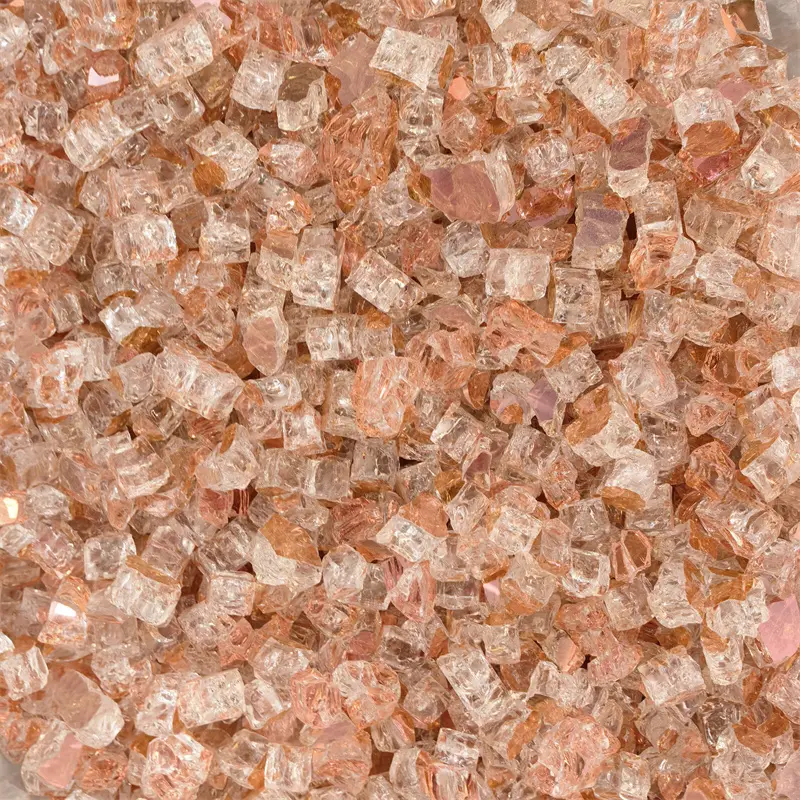 Pink reflective tempered fire glass 12 inch for gas fire pits